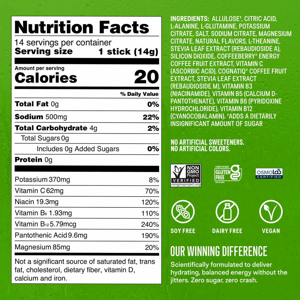 Strawberry Kiwi Hydration Sugar-Free Energy Multiplier® - Smooth Taste Hydration Packets